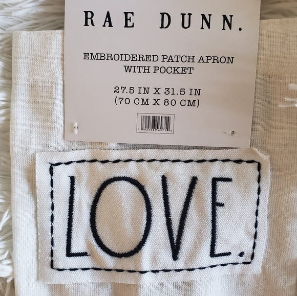 Brand New Rae Dunn Embroidered Patch Apron with Pocket - Picture 2 of 5